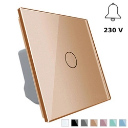 Elegancki włącznik dzwonkowy z panelem szklanym w kolorze złotym (VL-C701B-63) Livolo
