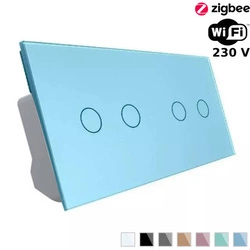 Włącznik dotykowy podwójny EC Wi-Fi z niebieskim panelem szklanym 2 + 2 (VL-C7022EC-69) Livolo