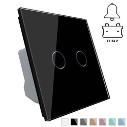 Włącznik dotykowy podwójny 12-24V DC z czarnym panelem szklanym (VL-C702CH-62) LIVOLO