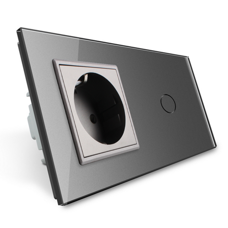 Gniazdo 230V 16A z pojedynczym włącznikiem dotykowym oraz srebrną ramką (VL-C701EU-64) Livolo