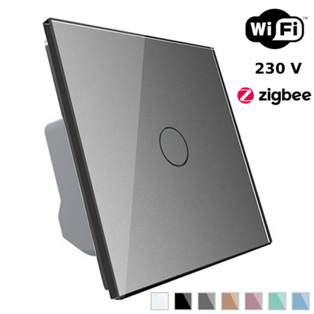 Wkład włącznika dotykowego Wi-Fi z panelem szklanym srebrnym (VL-C701EC-64) Livolo