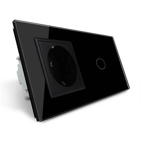 Gniazdo 230V 16A z pojedynczym włącznikiem dotykowym i szklaną ramką czarną (VL-C701EU-62) LIVOLO