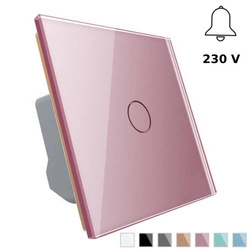 Pojedynczy włącznik dzwonkowy z różowym panelem szklanym (VL-C701B-67) LIVOLO