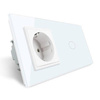 Gniazdo 230V 16A z pojedynczym włącznikiem dotykowym i białą ramką szklaną (VL-C701EU-61) Livolo