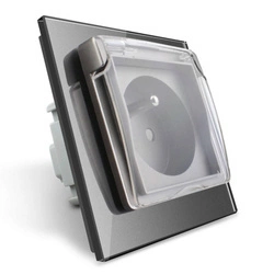 Gniazdo 230V 16A ze srebrnym panelem szklanym i nakładką bryzgoszczelną (VL-W01FRNW-64) Livolo