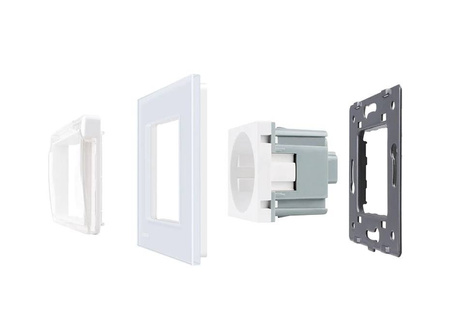 Gniazdo 230V 16A z czarnym panelem szklanym i nakładką ochronną (VL-W01EUNW-62) LIVOLO