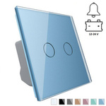 Włącznik dotykowy podwójny 12-24V DC z niebieskim panelem szklanym (VL-C702CH-69) LIVOLO