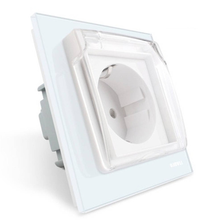 Gniazdo 230V 16A z białym panelem szklanym i nakładką zabezpieczającą (VL-W01EUNW-61) LIVOLO