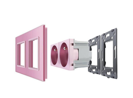 Gniazdo podwójne z bolcem 2 x 230V 16A z czarnym panelem szklanym (VL-W02FR-62) Livolo