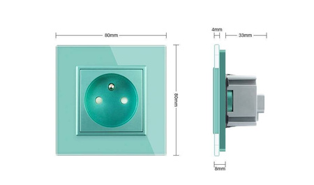 Gniazdo 230V 16A z zielonym panelem szklanym (VL-W01FR-68) LIVOLO