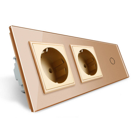 Gniazdo 230V 16A z dotykowym włącznikiem i złotym panelem szklanym (VL-C701GG-63) Livolo