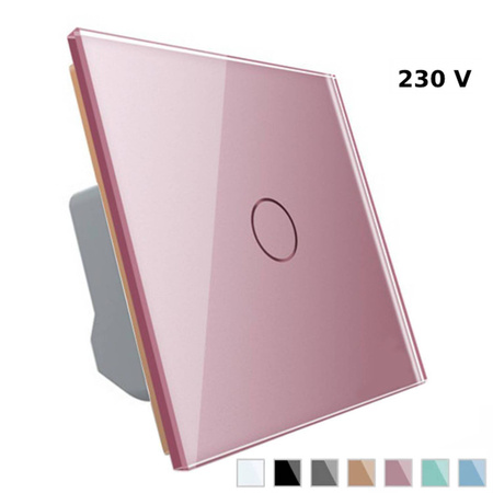 Włącznik dotykowy z różowym panelem szklanym (VL-C701-67) LIVOLO