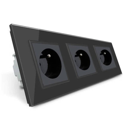 Gniazdo elektryczne 3x16A z bolcem, czarne, 230V (VL-W03FR-62) LIVOLO