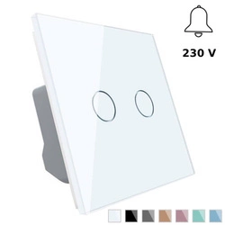 Podwójny włącznik dotykowy z białym panelem szklanym (VL-C702IH-61) LIVOLO