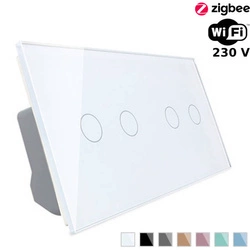 Włącznik dotykowy podwójny EC Wi-Fi z szklanym panelem białym 2 + 2 (VL-C7022EC-61) Livolo