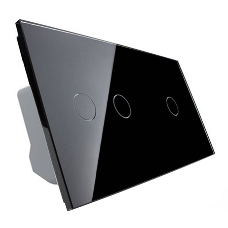 Włącznik dotykowy podwójny i pojedynczy Wi-Fi, czarny panel szklany (VL-C7012EC-62) LIVOLO