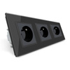 Gniazdo elektryczne 3x16A z bolcem, czarne, 230V (VL-W03FR-62) LIVOLO