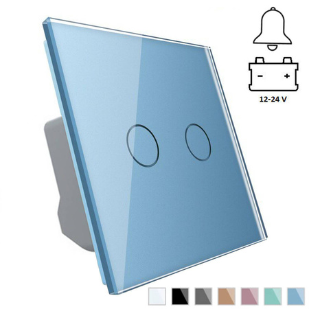 Włącznik dotykowy podwójny 12-24V DC z niebieskim panelem szklanym (VL-C702CH-69) LIVOLO