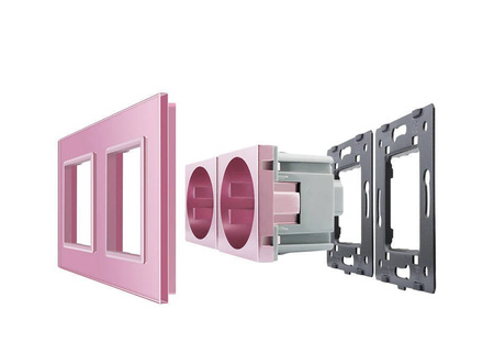 Gniazdo podwójne elektryczne 16A z panelem szklanym różowym (VL-W02EU-67) LIVOLO