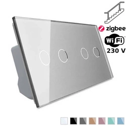 Włącznik dotykowy krzyżowo-schodowy 2 + 2 EC Wi-Fi, srebrny (VL-C7022SEC-64) Livolo