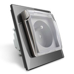 Gniazdo 230V 16A ze srebrnym panelem szklanym i nakładką bryzgoszczelną (VL-W01FRNW-64) Livolo