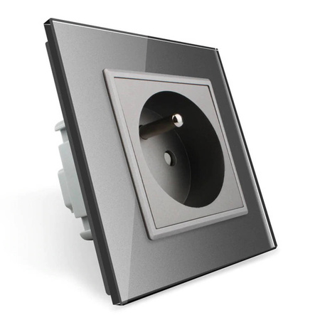 Gniazdo 230V 16A ze srebrnym panelem szklanym (VL-W01FR-64) Livolo