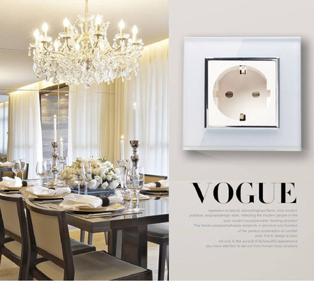 Gniazdo elektryczne 16 A z białym panelem szklanym (VL-W01EU-61) Livolo