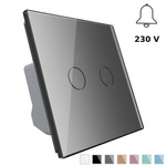 Włącznik dotykowy podwójny, bistabilny z panelem szklanym srebrnym (VL-C702IH-64) Livolo