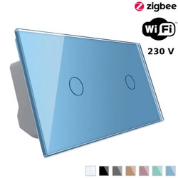 Włącznik dotykowy Wi-Fi z podwójnym panelem szklanym, niebieski (VL-C7011EC-69) LIVOLO