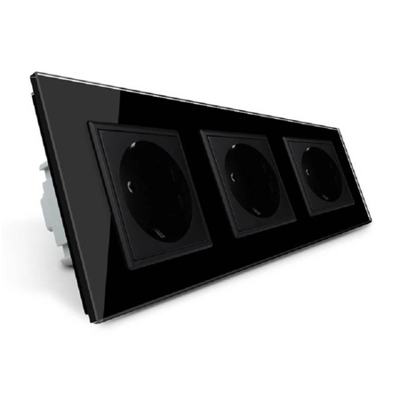 Gniazdo elektryczne czarne 16A - 230V, 3-portowe (VL-W03EU-62) Livolo