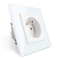 Gniazdo z bolcem 230V 16A z białym panelem szklanym (VL-W01FR-61) Livolo