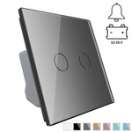 Włącznik dotykowy podwójny 12-24V DC z srebrnym panelem szklanym (VL-C702CH-64) Livolo