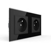 Gniazdo podwójne z bolcem 2 x 230V 16A z czarnym panelem szklanym (VL-W02FR-62) Livolo