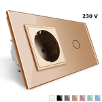 Gniazdo 230V 16A z dotykowym włącznikiem i ramką szklaną złotą (VL-C701EU-63) Livolo