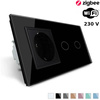 Podwójny włącznik dotykowy EC Wi-Fi z gniazdem elektrycznym, kolor czarny (VL-C702ECG-62) LIVOLO