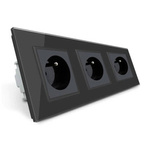 Gniazdo elektryczne 3x16A z bolcem, czarne, 230V (VL-W03FR-62) LIVOLO