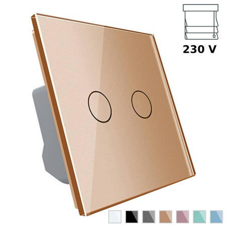 Włącznik dotykowy roletowy z eleganckim panelem szklanym złotego koloru (VL-C702W-63) LIVOLO