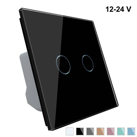 Włącznik dotykowy podwójny 12V DC z czarnym panelem szklanym (VL-C702C-62) Livolo