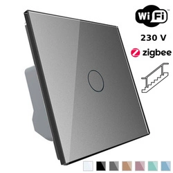 Wkład włącznika dotykowego Wi-Fi z srebrnym panelem szklanym (VL-C701SEC-64) Livolo