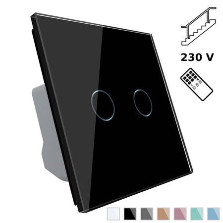 Podwójny dotykowy włącznik krzyżowo-schodowy z pilotem, kolor czarny (VL-C702SR-62) LIVOLO