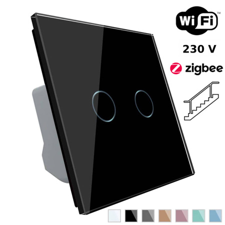 Włącznik dotykowy podwójny EC Wi-Fi czarny, krzyżowo-schodowy (VL-C702SEC-62) Livolo