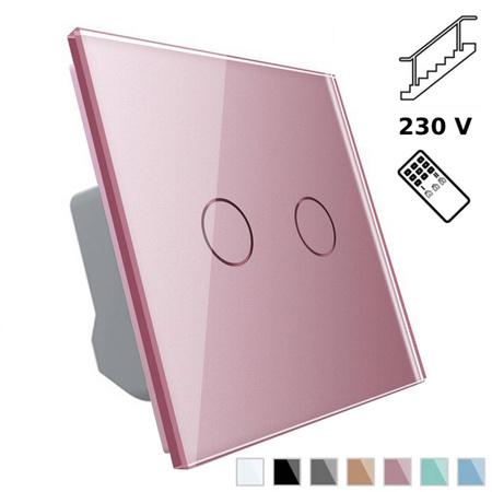 Podwójny włącznik dotykowy schodowy z pilotem, różowy (VL-C702SR-67) LIVOLO