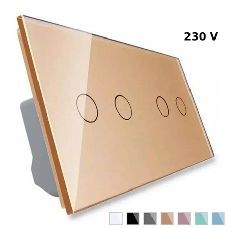 Włącznik dotykowy podwójny złoty z funkcją ściemniania (VL-C7022-63) Livolo
