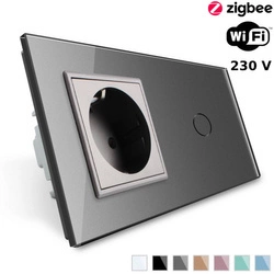 Inteligentny włącznik dotykowy Wi-Fi z gniazdem elektrycznym srebrny (VL-C701ECG-64) Livolo