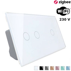 Włącznik dotykowy podwójny + pojedynczy EC Wi-Fi, biały panel szklany (VL-C7012EC-61) Livolo