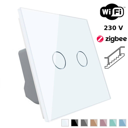 Włącznik dotykowy podwójny EC Wi-Fi krzyżowo-schodowy biały (VL-C702SEC-61) Livolo