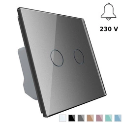 Włącznik dotykowy podwójny, bistabilny z panelem szklanym srebrnym (VL-C702IH-64) Livolo