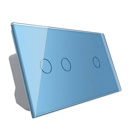 Podwójny dotykowy panel szklany w kolorze niebieskim 2+1 (VL-C7012-69) Livolo