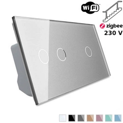 Włącznik dotykowy schodowy 2 + 1 EC Wi-Fi w srebrnym kolorze (VL-C7012SEC-64) Livolo
