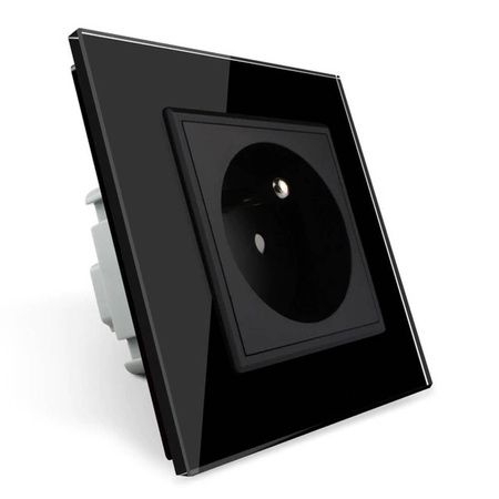 Gniazdo z bolcem 230V 16A z panelem szklanym, kolor czarny (VL-W01FR-62) Livolo